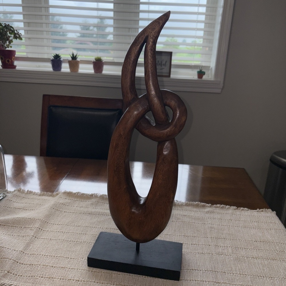 carved‎ wooden sculpture Made In Thailand Abstract Art Piece